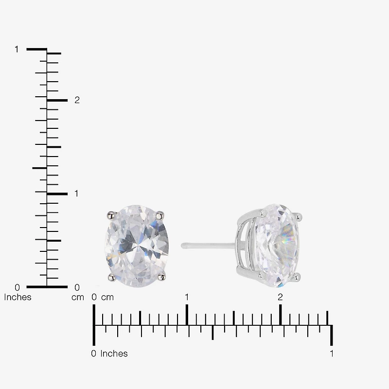 Sparkle Allure Cubic Zirconia 9mm Oval Stud Earrings