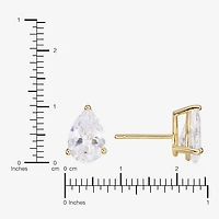 Sparkle Allure Cubic Zirconia 14K Gold Over Brass 10mm Pear Stud Earrings