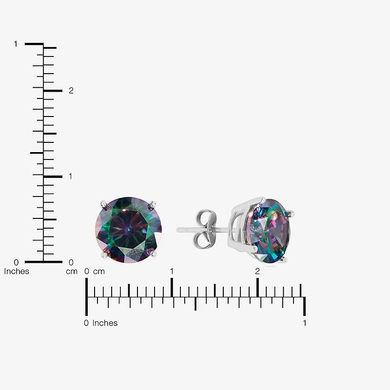 Sparkle Allure Multi Color Cubic Zirconia 8mm Round Stud Earrings