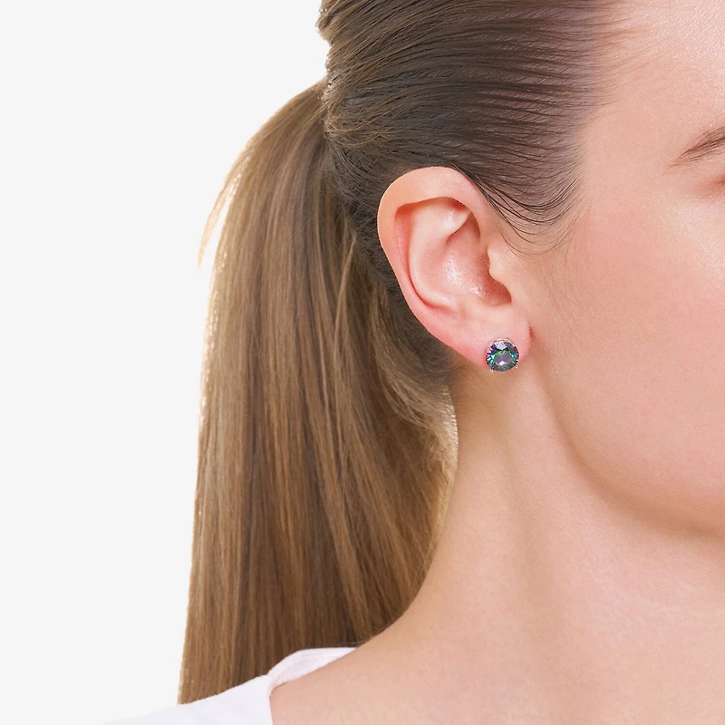 Sparkle Allure Multi Color Cubic Zirconia 8mm Round Stud Earrings