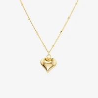 Silver Reflections Womens 14K Gold Over Brass Heart 16 Inch Pendant Necklace
