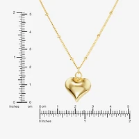 Silver Reflections Womens 14K Gold Over Brass Heart 16 Inch Pendant Necklace