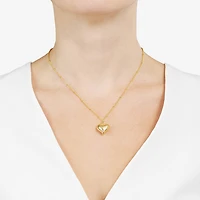 Silver Reflections Womens 14K Gold Over Brass Heart 16 Inch Pendant Necklace