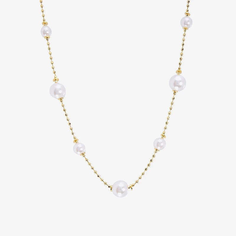 Silver Reflections Womens 14K Gold Over Brass 16 Inch Bead Chain Necklace