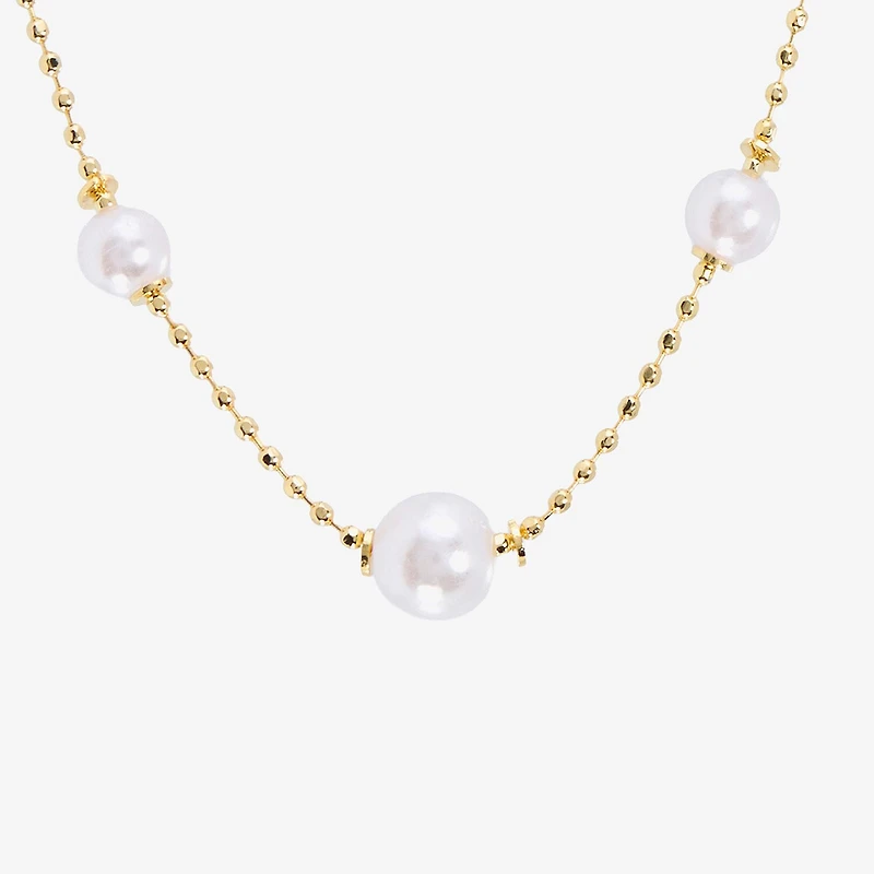 Silver Reflections Womens 14K Gold Over Brass 16 Inch Bead Chain Necklace