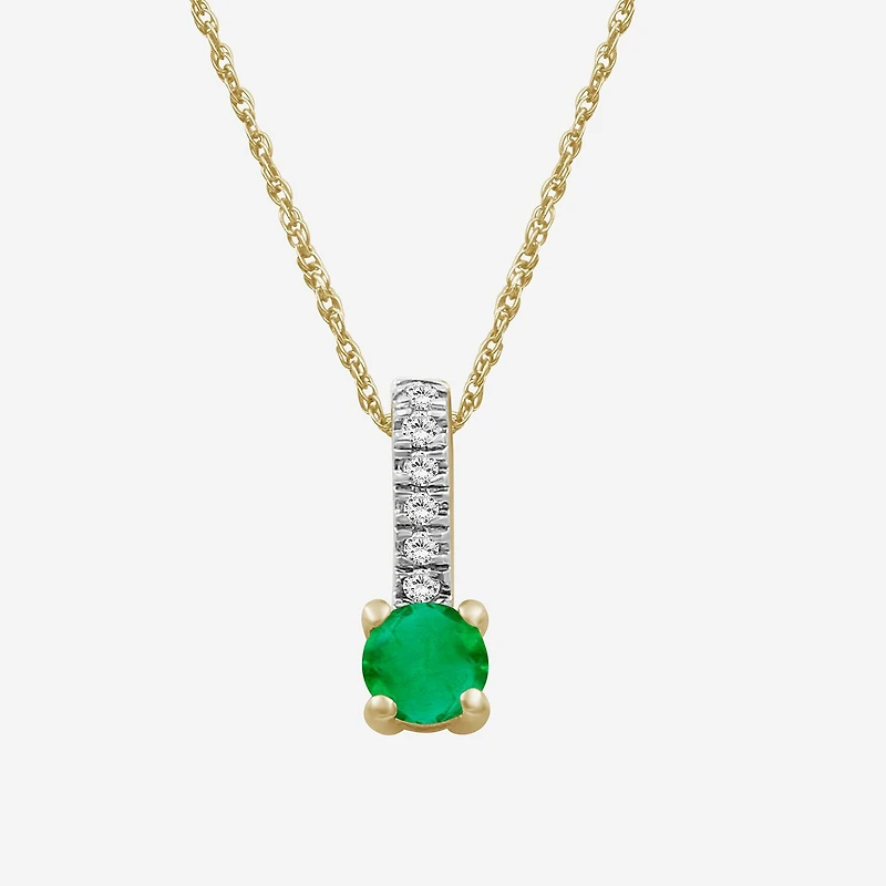 Womens Diamond Accent Gemstone 10K Gold 18 Inch Pendant Necklace