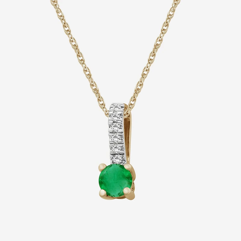 Womens Diamond Accent Gemstone 10K Gold 18 Inch Pendant Necklace