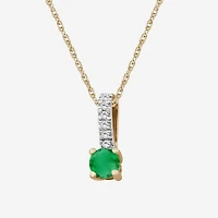 Womens Diamond Accent Gemstone 10K Gold 18 Inch Pendant Necklace