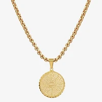 Steeltime Lord's Prayer Mens 18K Gold Over Stainless Steel Round Pendant Necklace