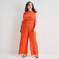 Bold Elements Womens Plus Wide Leg Mid Rise Pull-On Pant