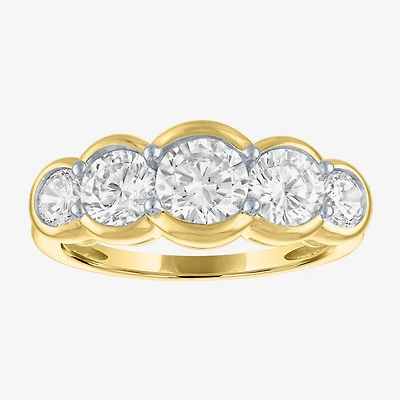G-H / Si2-I1 Womens 7.5MM 2 CT. T.W. Lab Grown White Diamond 10K Gold 5-Stone Anniversary Band