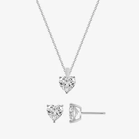 Diamonart Womens Cubic Zirconia Sterling Silver Heart 2-pc. Jewelry Set