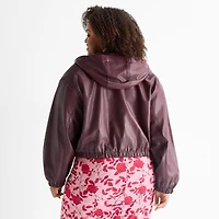Ashley Graham Womens Plus Cropped Bomber Jacket