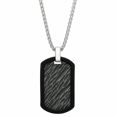 Mens Stainless Steel Dog Tag 24 Inch Pendant Necklace