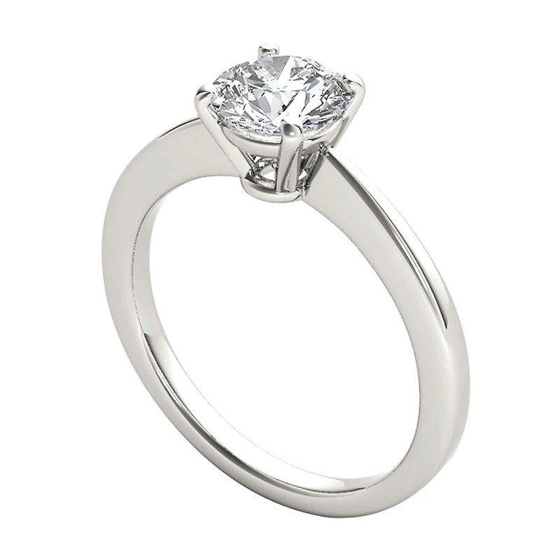 Womens 1 CT. Natural White Diamond 14K Gold Round Solitaire Engagement Ring