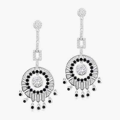 Diamonart Womens Cubic Zirconia Sterling Silver Round Drop Earrings