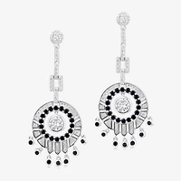 Diamonart Womens Cubic Zirconia Sterling Silver Round Drop Earrings