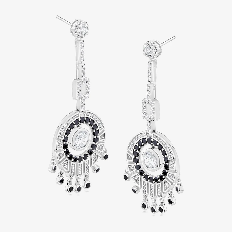 Diamonart Womens Cubic Zirconia Sterling Silver Round Drop Earrings