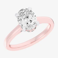 (G-H / Si1-Si2) Womens 1 1/7 CT. T.W. Lab Grown White Diamond 14K Gold Oval Solitaire Engagement Ring