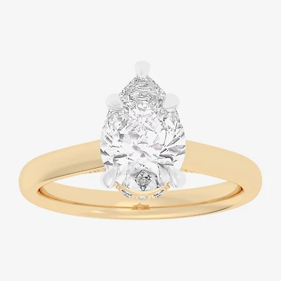 G-H / Si1-Si2) Womens 1/ CT. T.W. Lab Grown White Diamond 14K Gold Pear Solitaire Engagement Ring