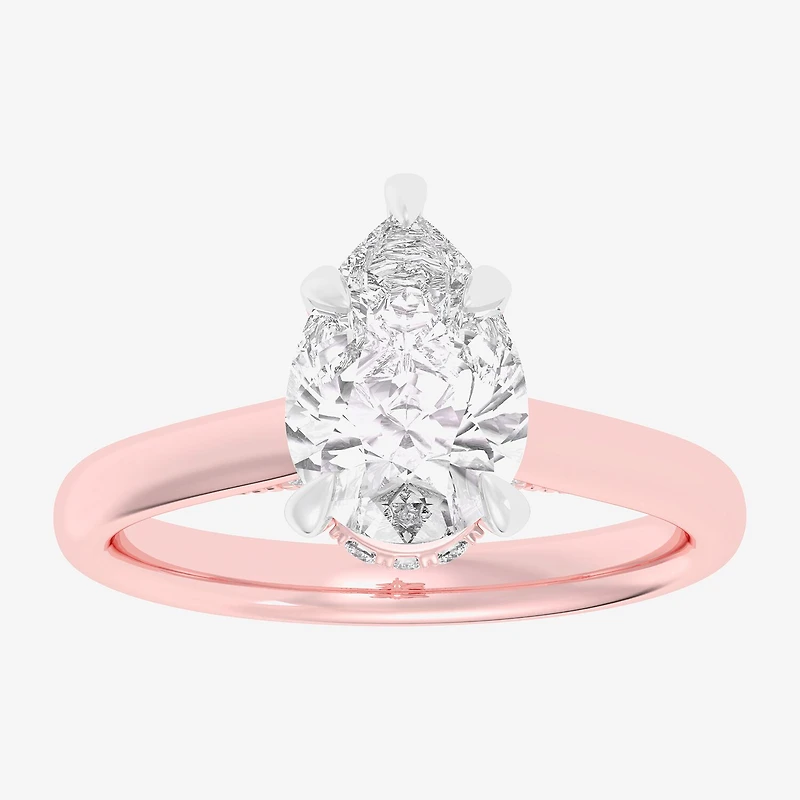 (G-H / Si1-Si2) Womens 1 1/7 CT. T.W. Lab Grown White Diamond 14K Gold Pear Solitaire Engagement Ring