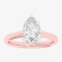 (G-H / Si1-Si2) Womens 1 1/7 CT. T.W. Lab Grown White Diamond 14K Gold Pear Solitaire Engagement Ring