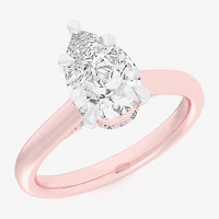 (G-H / Si1-Si2) Womens 3 1/4 CT. T.W. Lab Grown White Diamond 14K Gold Pear Solitaire Engagement Ring