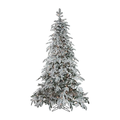 Northlight Full Whistler Noble Artificial Clear Lights 7 1/2 Foot Flocked Fir Christmas Tree