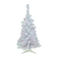 Northlight Rockport White Artificial Lights 3 Foot Pre-Lit Pine Christmas Tree