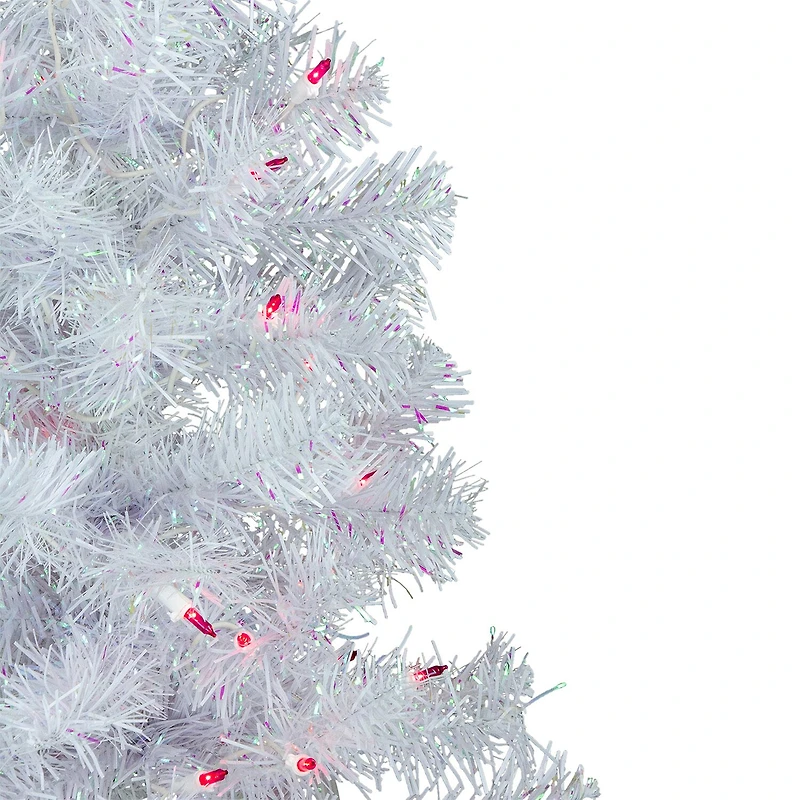 Northlight Rockport White Artificial  Pink Lights 3 Foot Pre-Lit Pine Christmas Tree