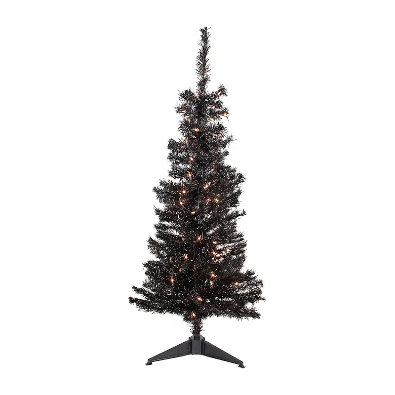 Northlight Black Artificial Tinsel Clear Lights 4 Foot Pre-Lit Christmas Tree