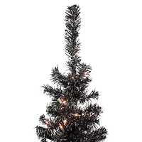 Northlight Black Artificial Tinsel  Clear Lights 4 Foot Pre-Lit Christmas Tree