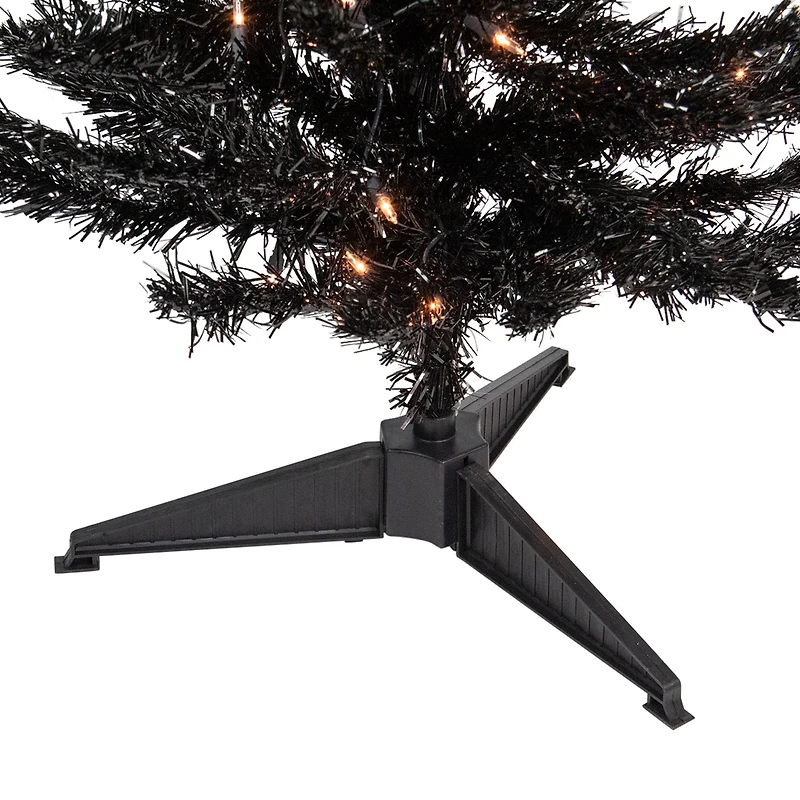 Northlight Black Artificial Tinsel Clear Lights 4 Foot Pre-Lit Christmas Tree