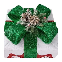 Northlight Set Of 3 Lighted Red With White Snowflakes Gift Boxes Decorations Christmas Yard Art