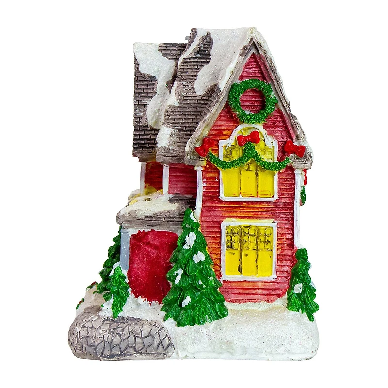 Northlight 5in Red Led Snowy House Decoration Lighted Christmas Village