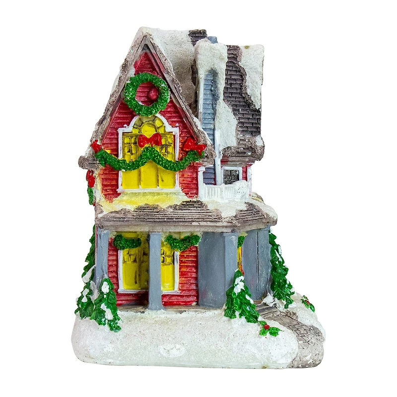 Northlight 5in Red Led Snowy House Decoration Lighted Christmas Village