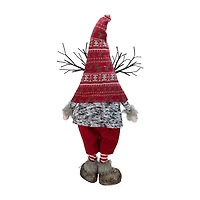 Northlight 30in Red Nordic Hat Standing Santa Christmas With Led Antler Christmas Gnome