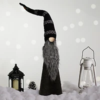 Northlight 37in Led Lighted Black And Gray Knit  Christmas Christmas Gnome