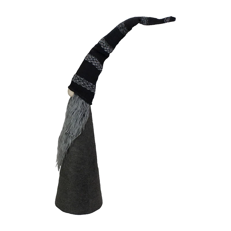 Northlight 37in Led Lighted Black And Gray Knit Christmas Christmas Gnome