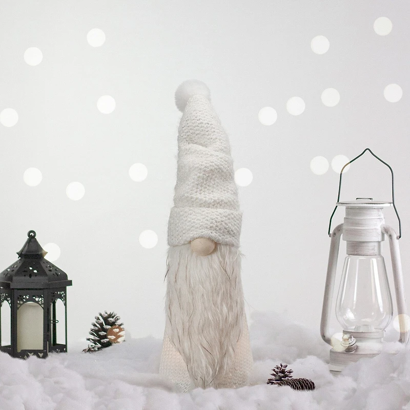 Northlight 20in Led Lighted White Knit Christmas Christmas Gnome