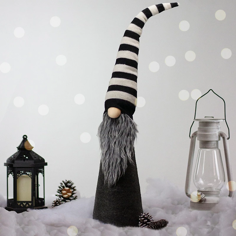 Northlight 27in Led Lighted Black And White Striped Christmas Christmas Gnome