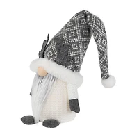 Northlight 9in Lighted Gray And White Christmas  Tabletop Decoration Christmas Gnome
