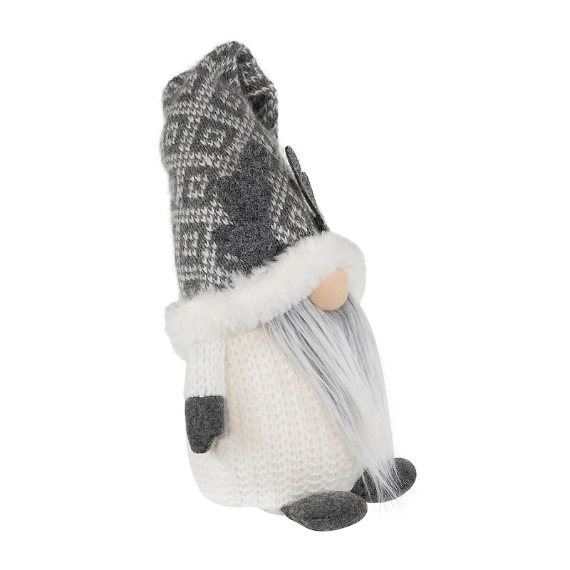 Northlight 9in Lighted Gray And White Christmas  Tabletop Decoration Christmas Gnome