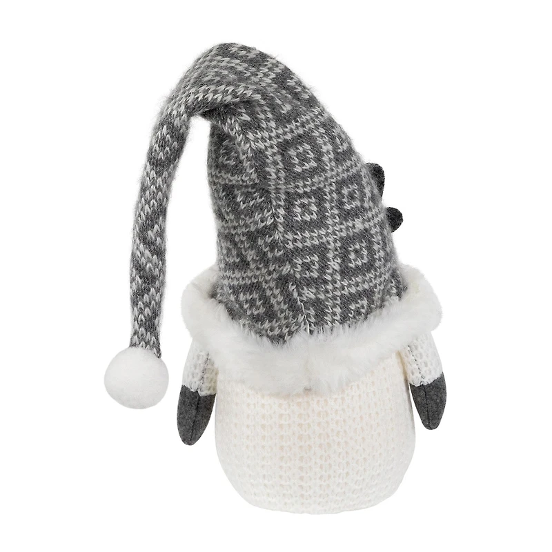 Northlight 9in Lighted Gray And White Christmas  Tabletop Decoration Christmas Gnome
