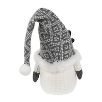Northlight 9in Lighted Gray And White Christmas  Tabletop Decoration Christmas Gnome