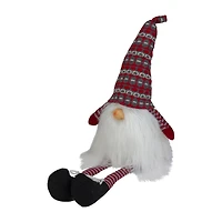 Northlight 23in Red And Gray Striped Christmas Santa  With Dangling Legs Christmas Gnome