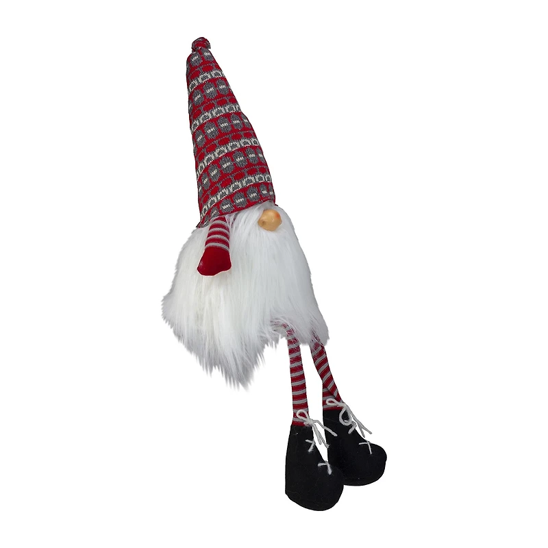 Northlight 23in Red And Gray Striped Christmas Santa With Dangling Legs Christmas Gnome