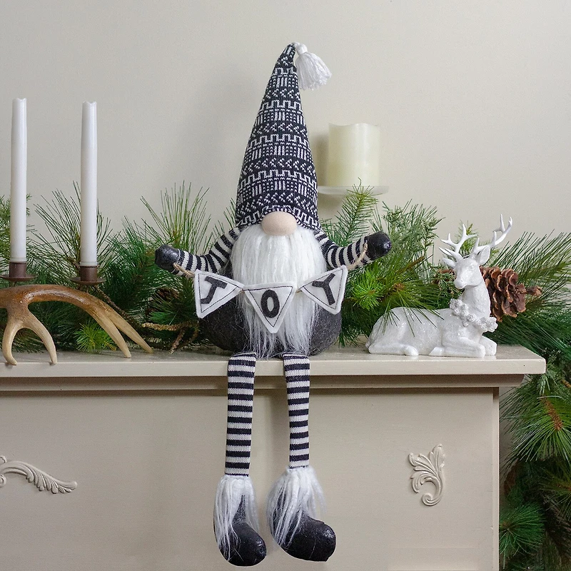 Northlight 30-Inch Black And White Injoyin  Plush Tabletop Christmas Decoration Christmas Gnome