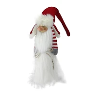 Northlight 35in Red And White Christmas Slim Santa  With White Fur Suit And Red Hat Christmas Gnome