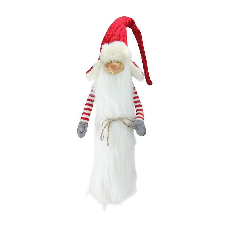 Northlight 35in Red And White Christmas Slim Santa With White Fur Suit And Red Hat Christmas Gnome